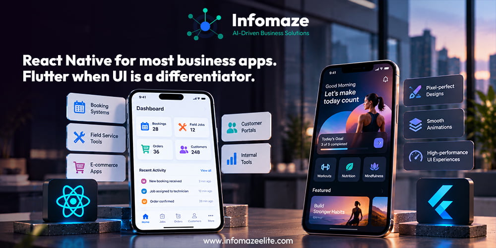 React Native vs Flutter for Business App Development React Native vs Flutter for Business App Development